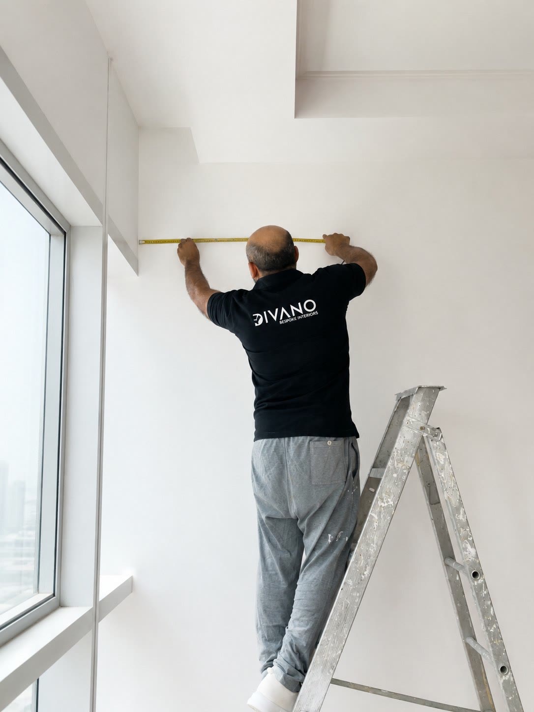 Setting out a gypsum ceiling bulkhead on a Divano fit-out