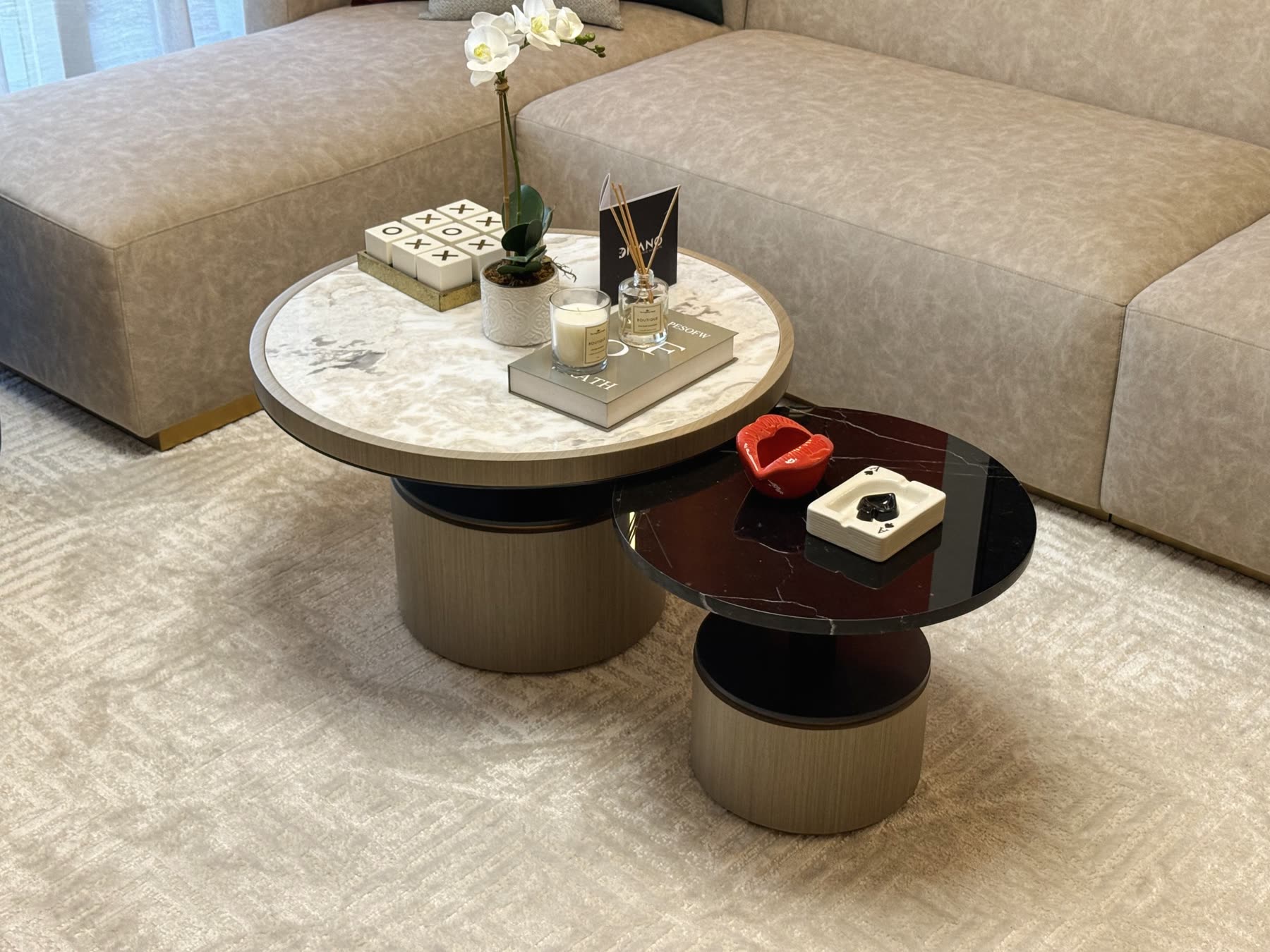 High-End Custom-Made Furniture by Divano - nesting coffee tables with marble tops